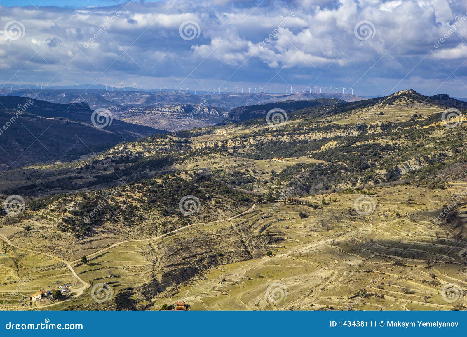 Aerial View View from Castle Morella, Stock Image Image of spring