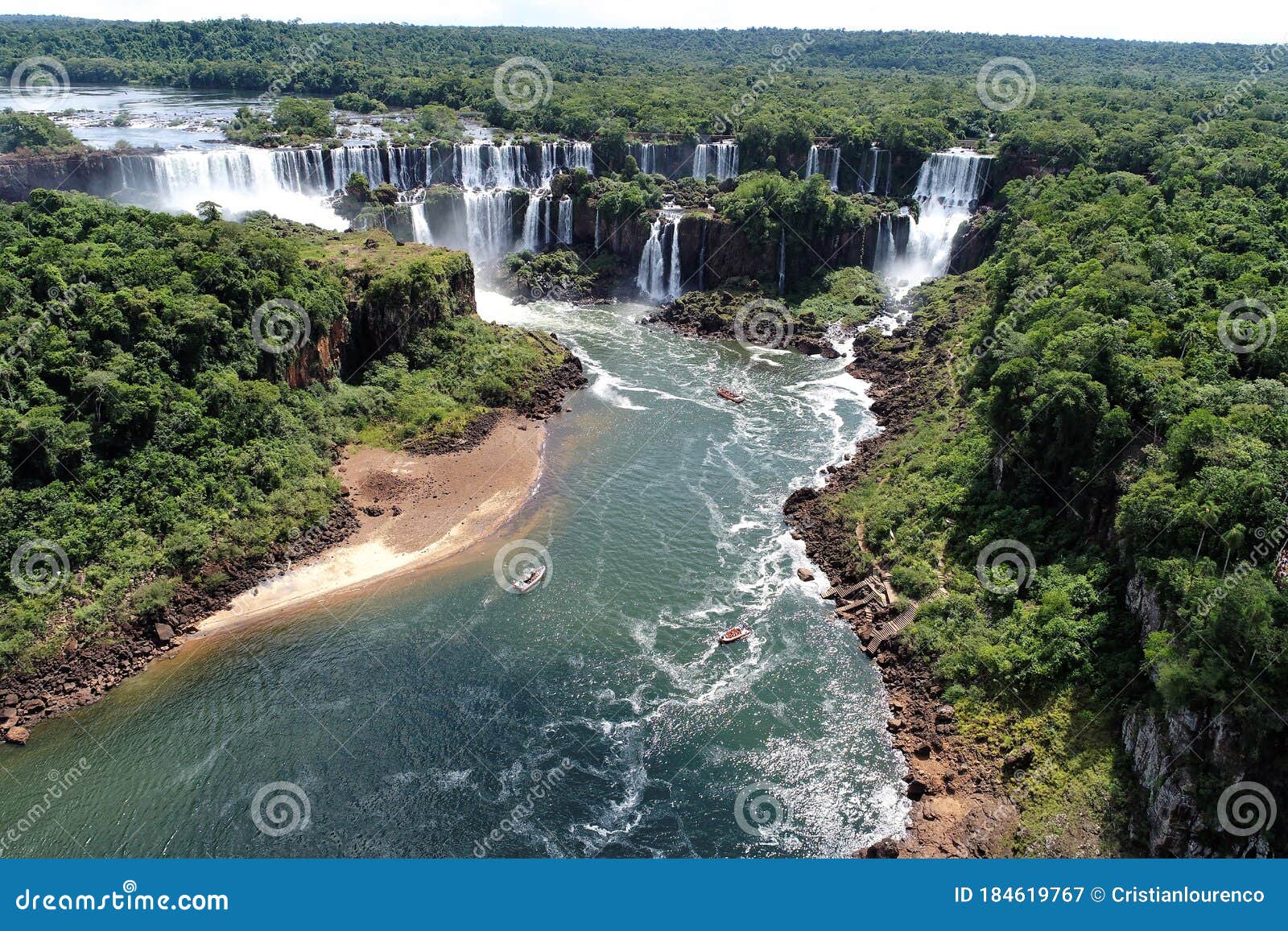 aerial view of cataratas do iguaÃÂ§u, a tourism point of foz do iguaÃÂ§u, brazil