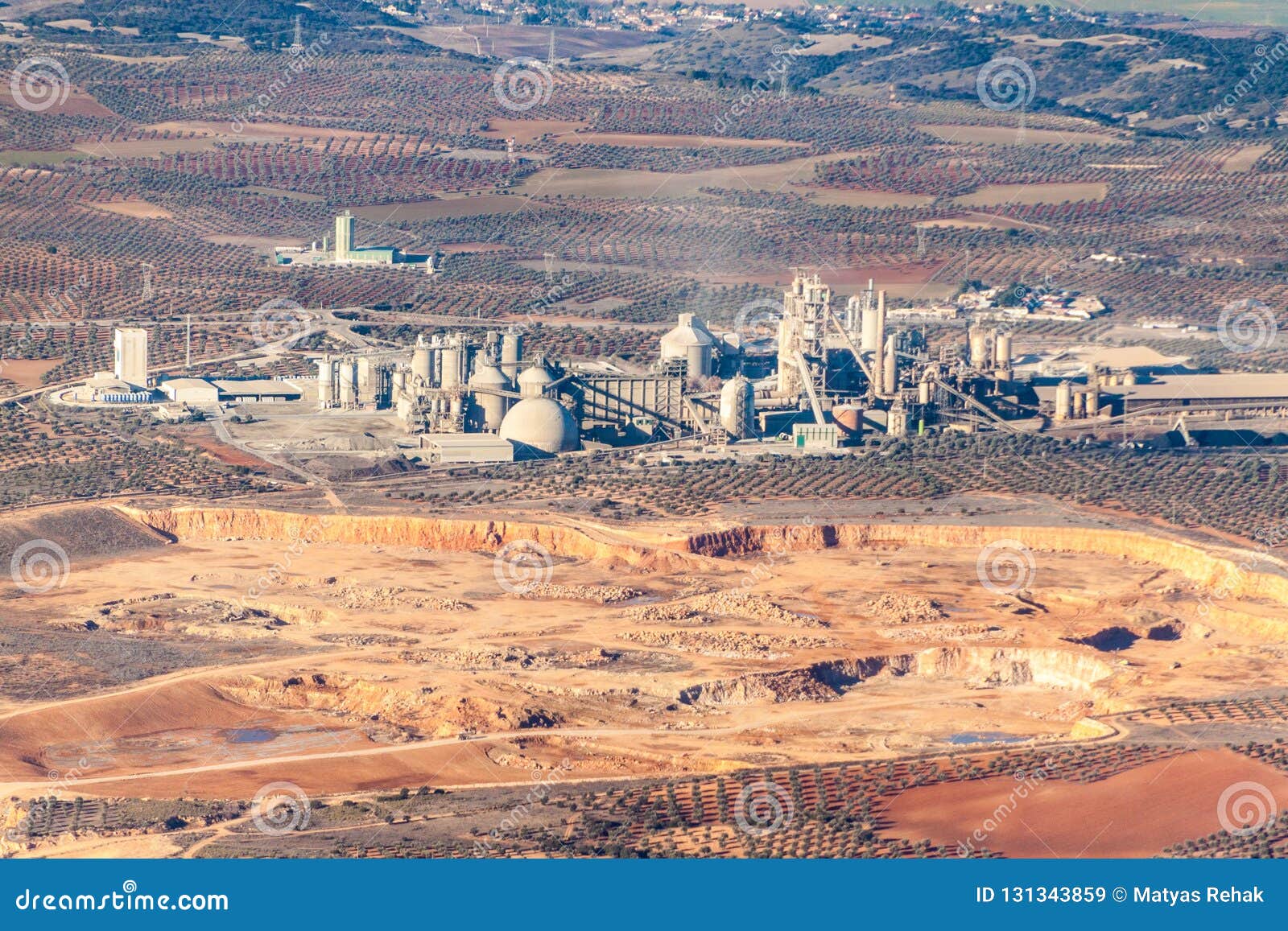 aerial view of cement manufacturing factory