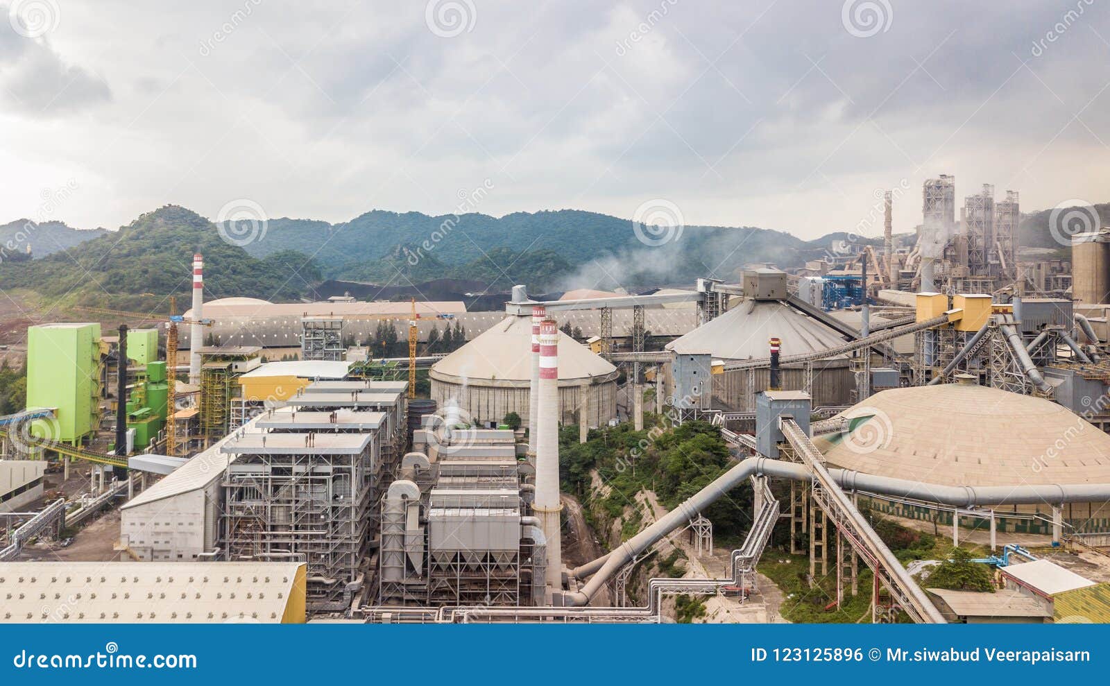 Aerial View Cement Plant Factory Manufacturing, Cement Factory M Stock