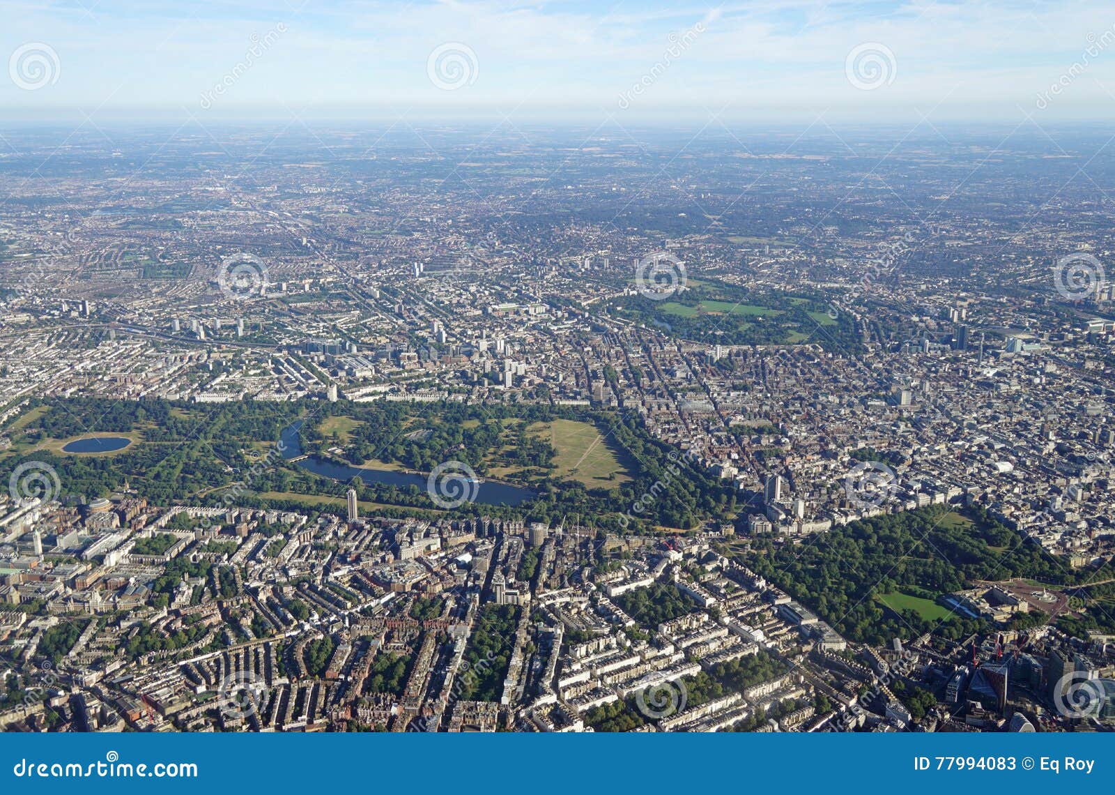 aerial view of central london and hyde park