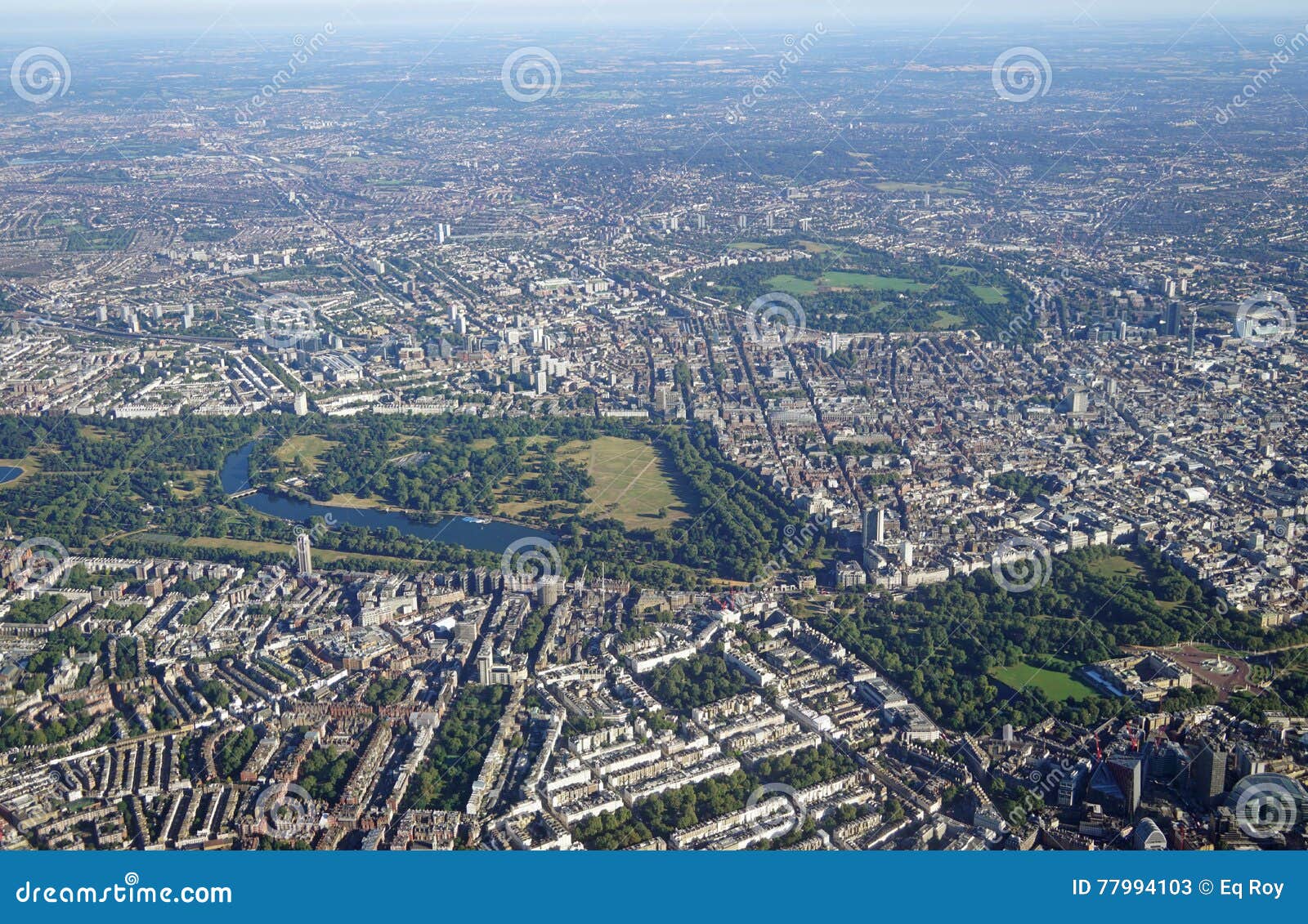 aerial view of central london and hyde park