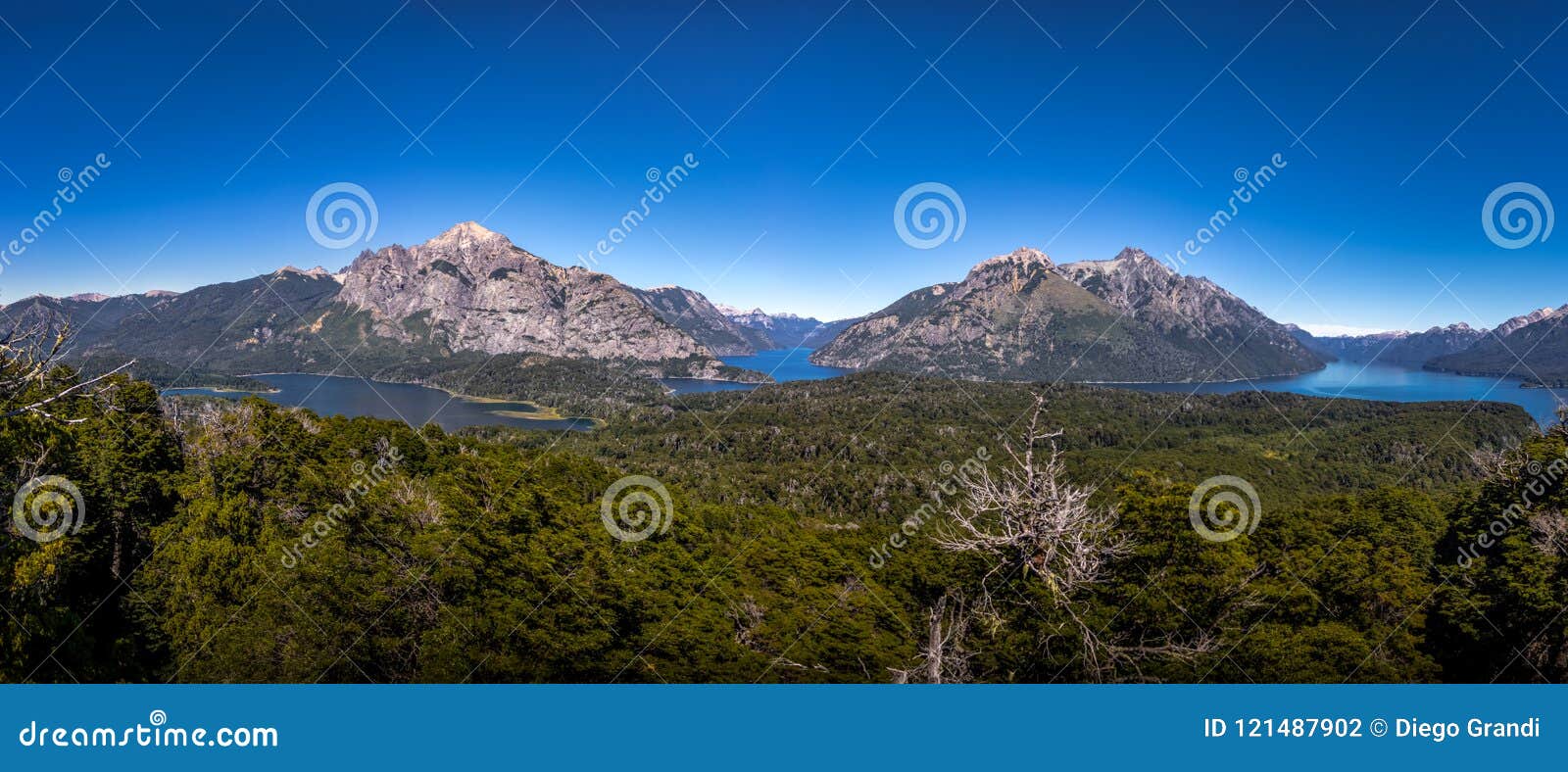 aerial view from cerro llao llao viewpoint at circuito chico - bariloche, patagonia, argentina