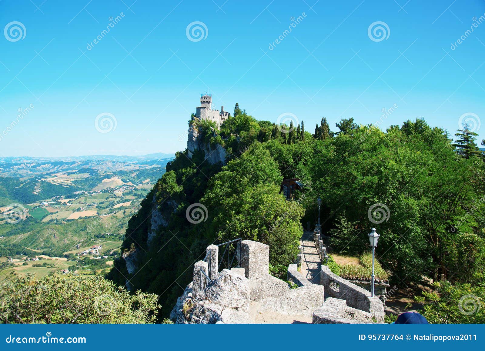 aerial view of cesta and the montale on the cliff edge on mount