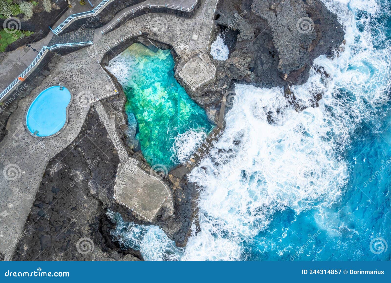 aerial view with charco azul, la palma island