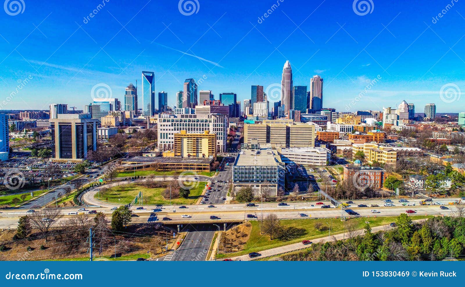 Aerial Of Downtown Charlotte North Carolina Usa Stock Photo