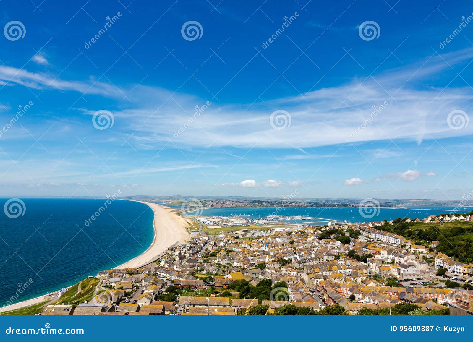 Aerial View on Chesil Beach on Isle of Portland, UK Stock Image - Image of  postcard, dorset: 95609887