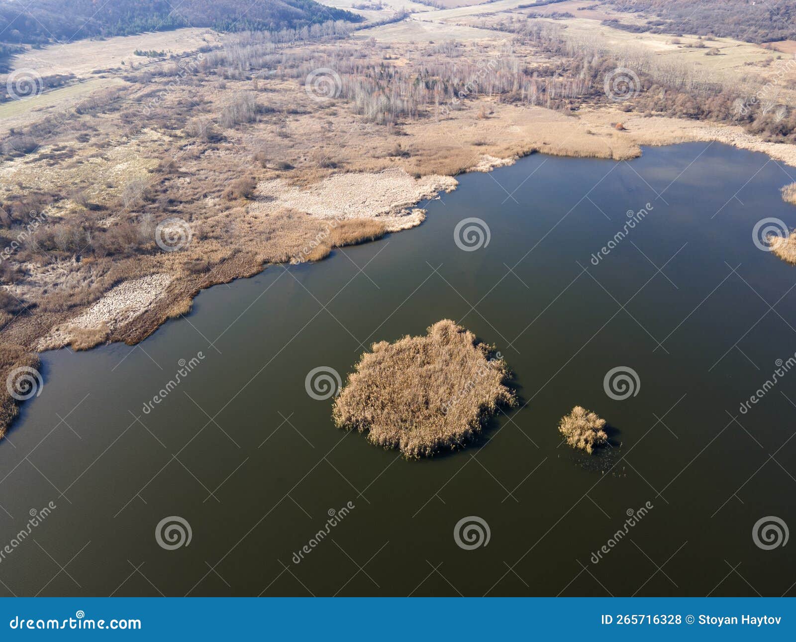 aerial view of choklyovo swamp, bulgaria