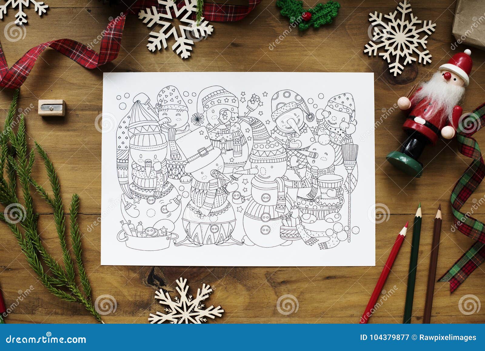 Aerial View of Christmas Drawing Coloring Book Stock Image - Image ...