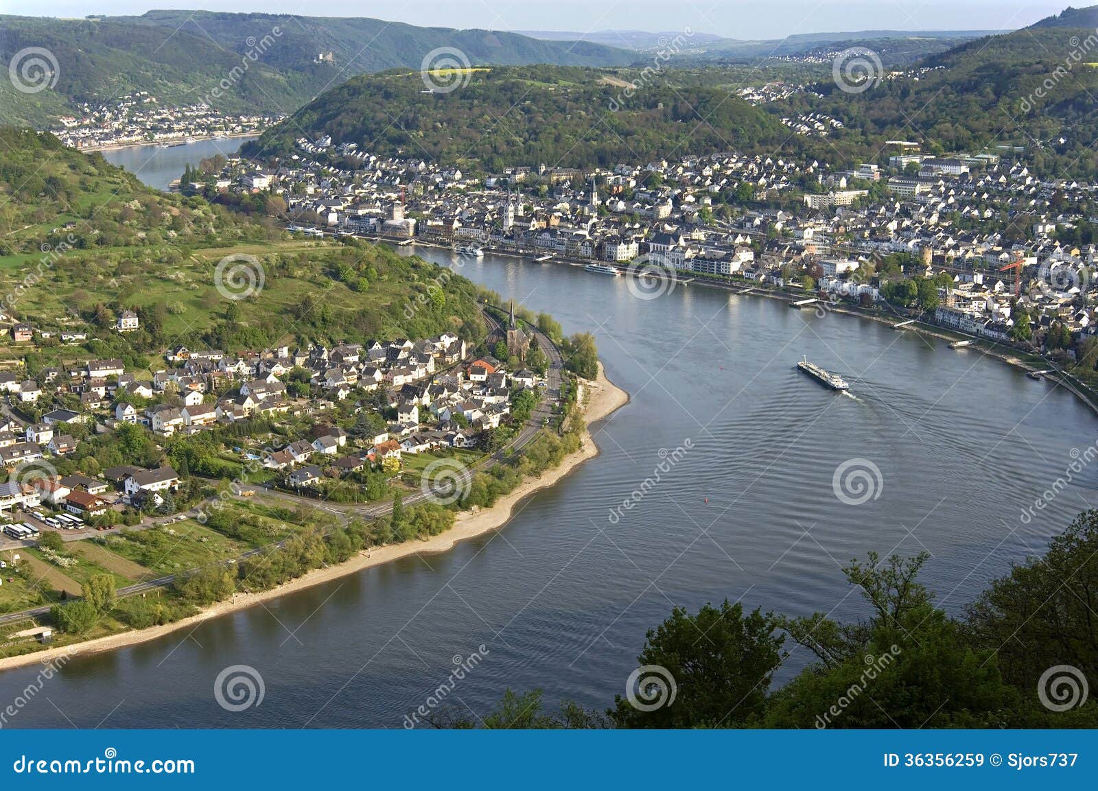 aerial view of the city boppard and river rhine