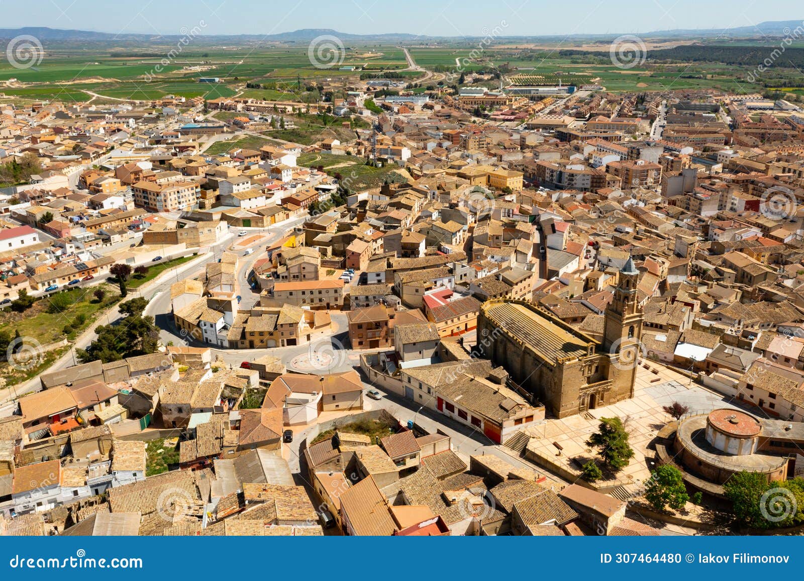 aerial view on the city ejea de los caballeros, spain