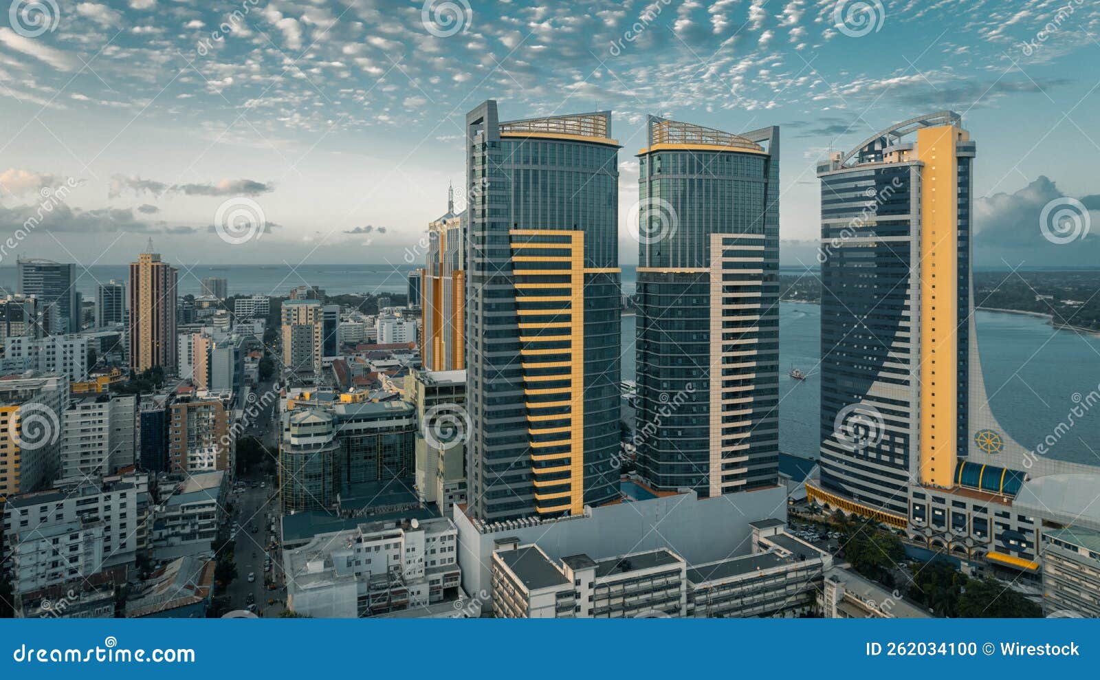 aerial view of the cityscape of dar es salaam in tanzania.