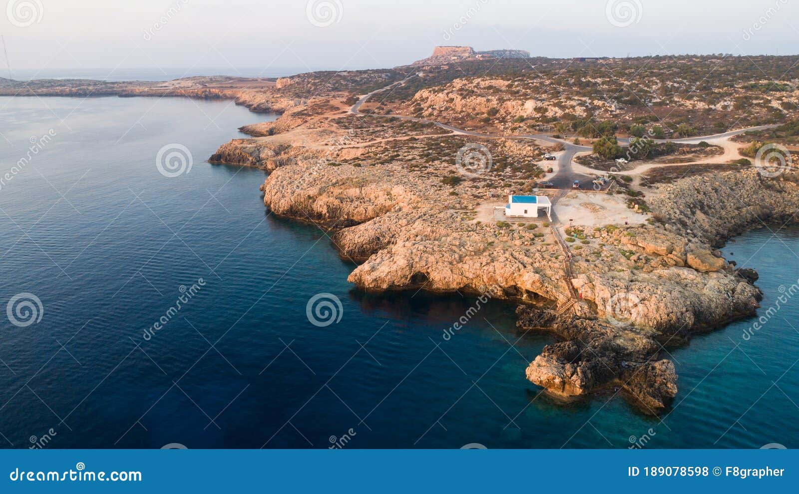 aerial agioi anargyroi chapel, cavo greco, cyprus