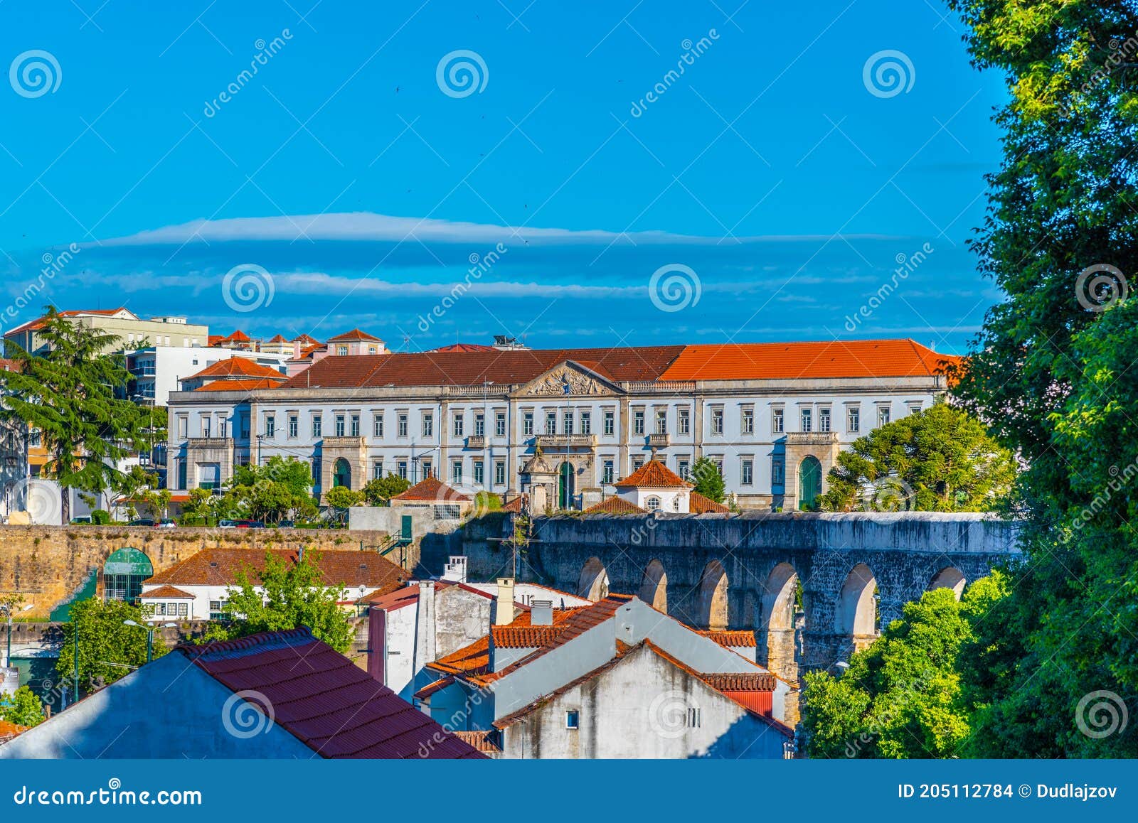 aerial view of coimbra dominated by a military building, portugal