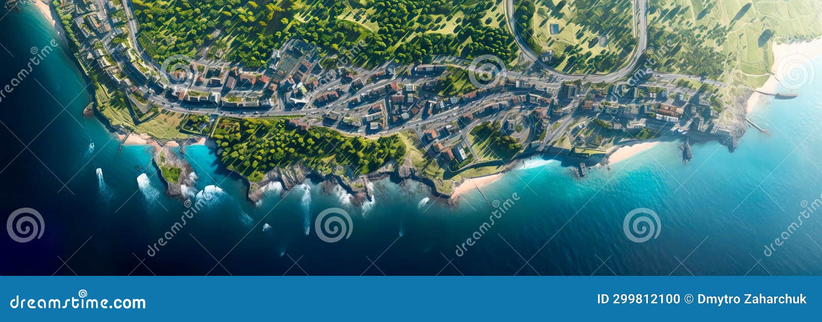 aerial view concept capturing the symmetrical patterns of coastal areas, with beaches, waves, and waterfronts