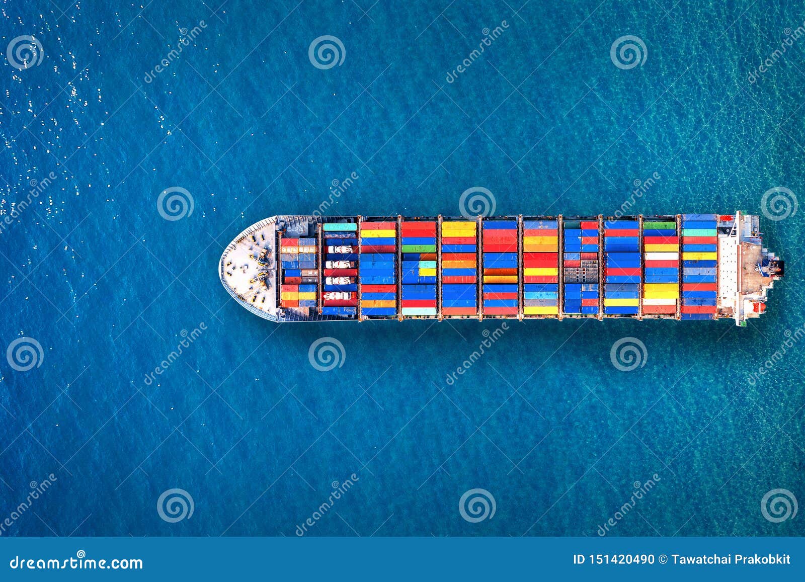 aerial view of container cargo ship in sea.