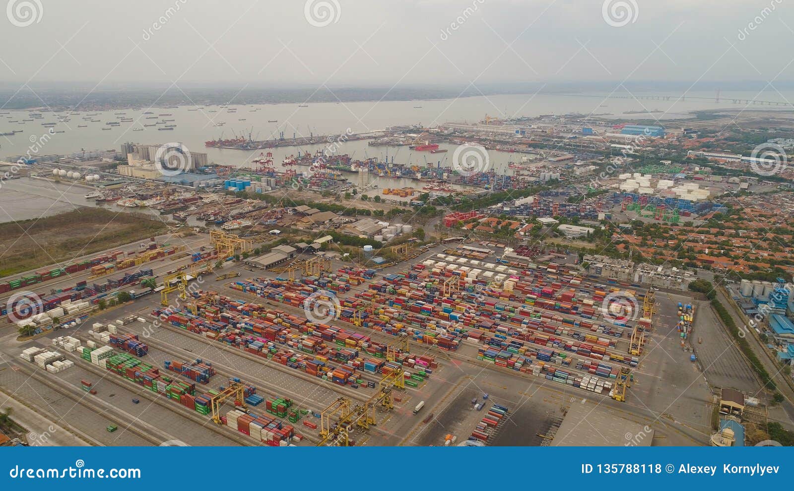 Cargo and Passenger Seaport in Surabaya, Java, Indonesia Stock Photo ...