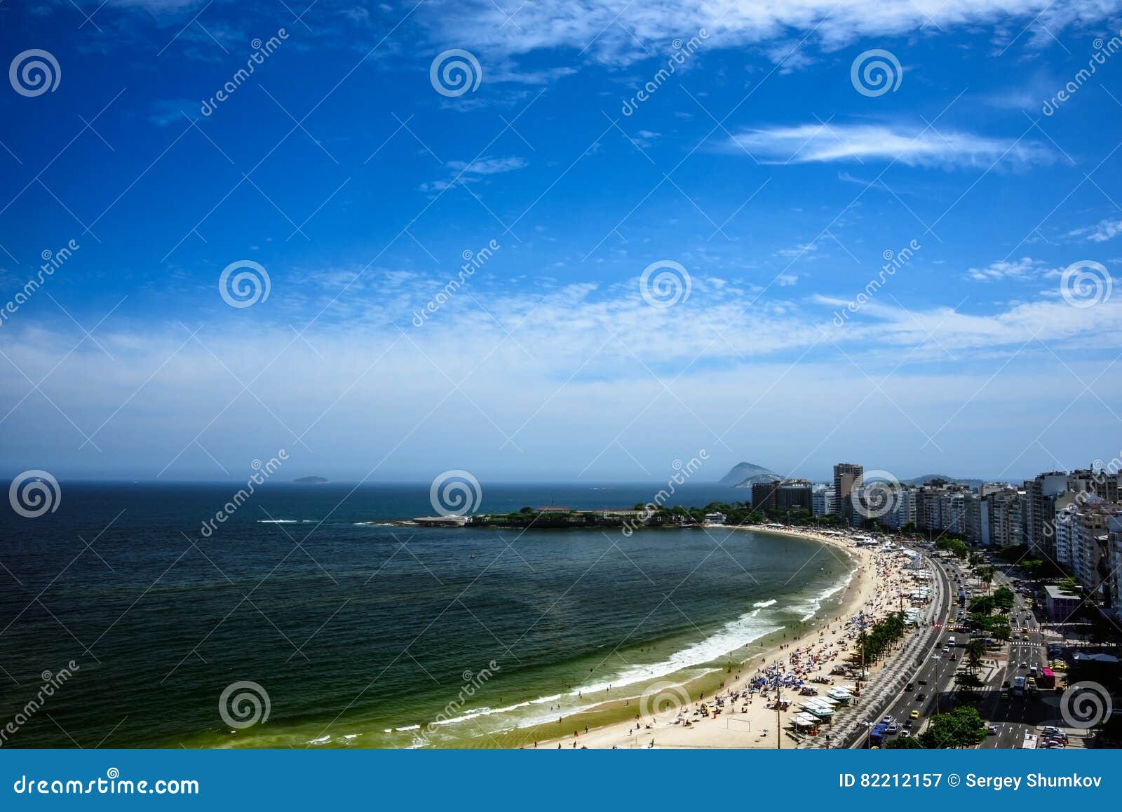 aerial view of the copacabana beach and forte de copacabana, rio de janeiro