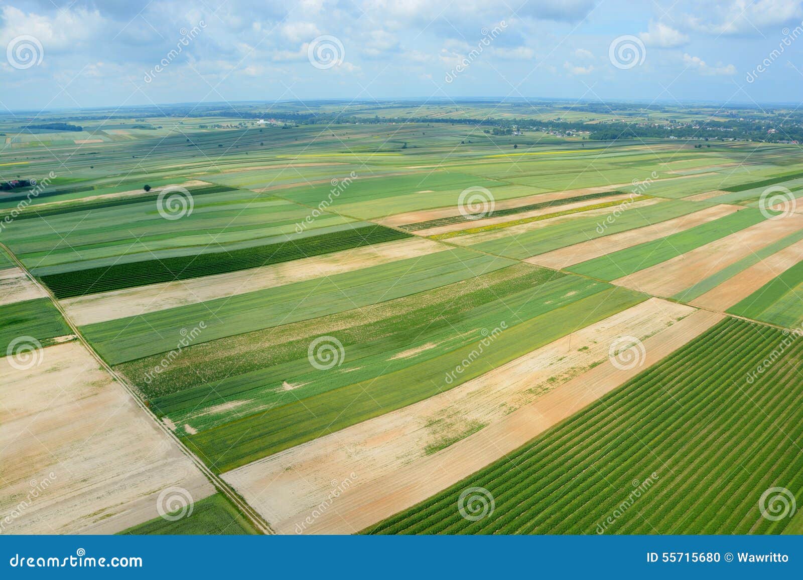 Aerial View of the Countryside with Village and Fields of Crops Stock ...