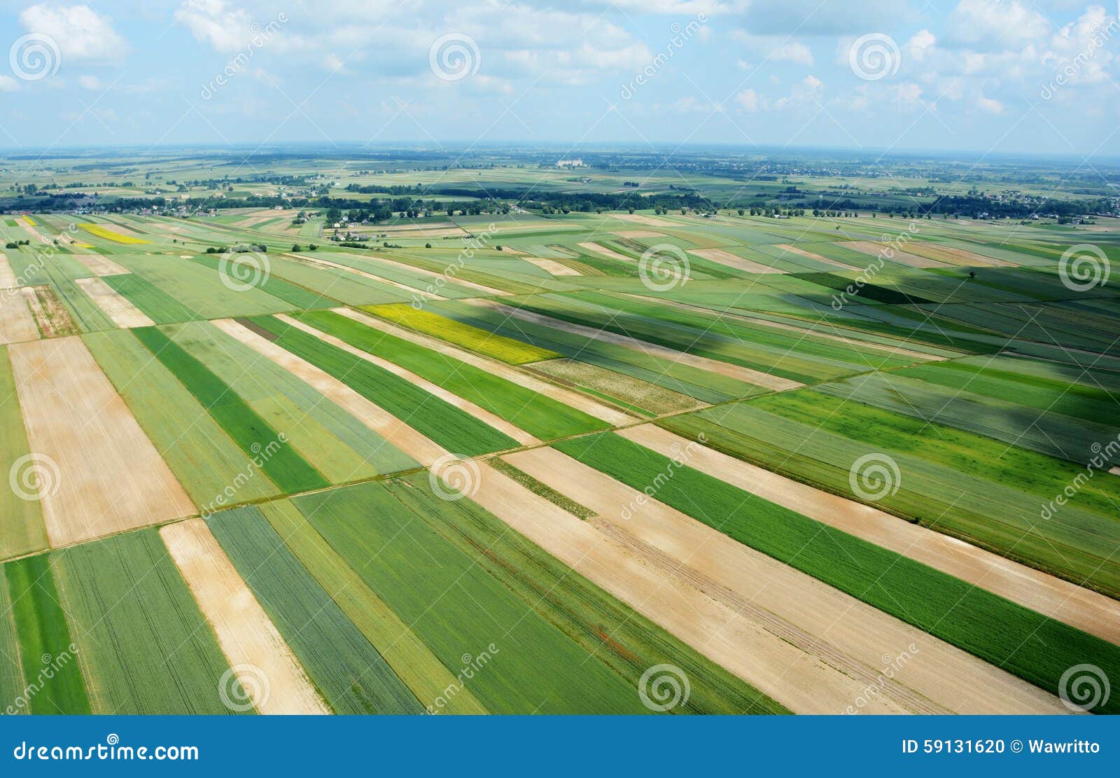 Aerial View of the Countryside with Village and Fields of Crops Stock ...
