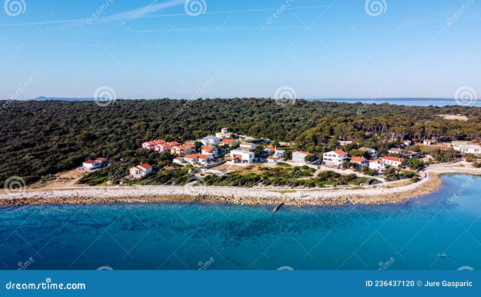 aerial view of croatian island silba western side