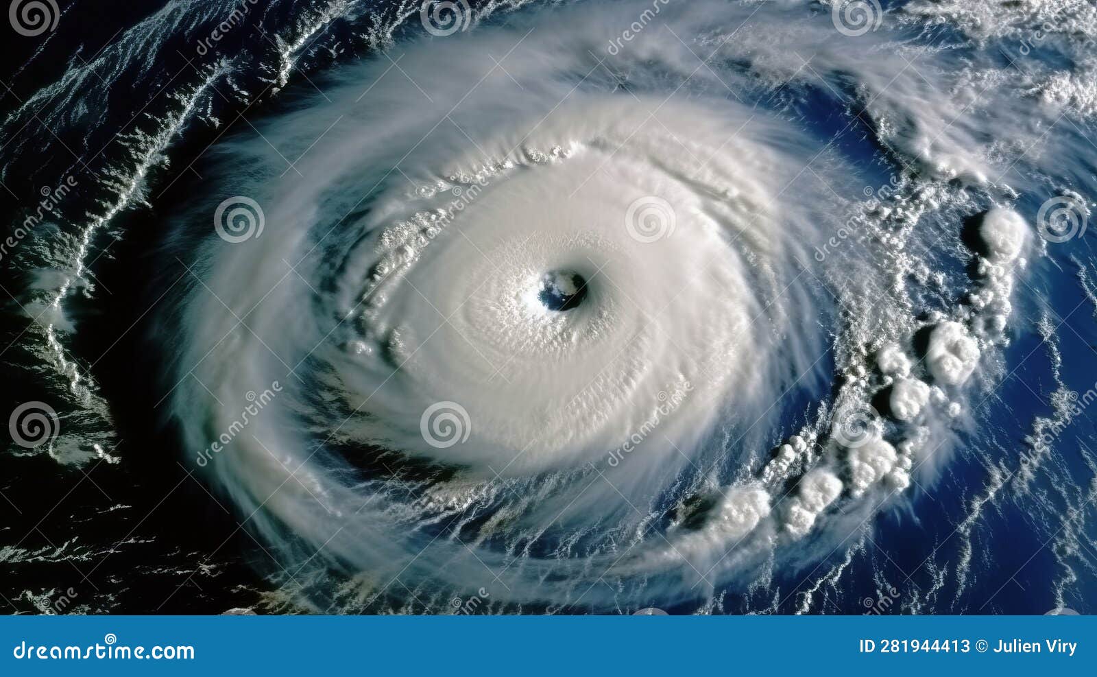 Aerial View of a Cyclone with the Eye in Center Stock Illustration