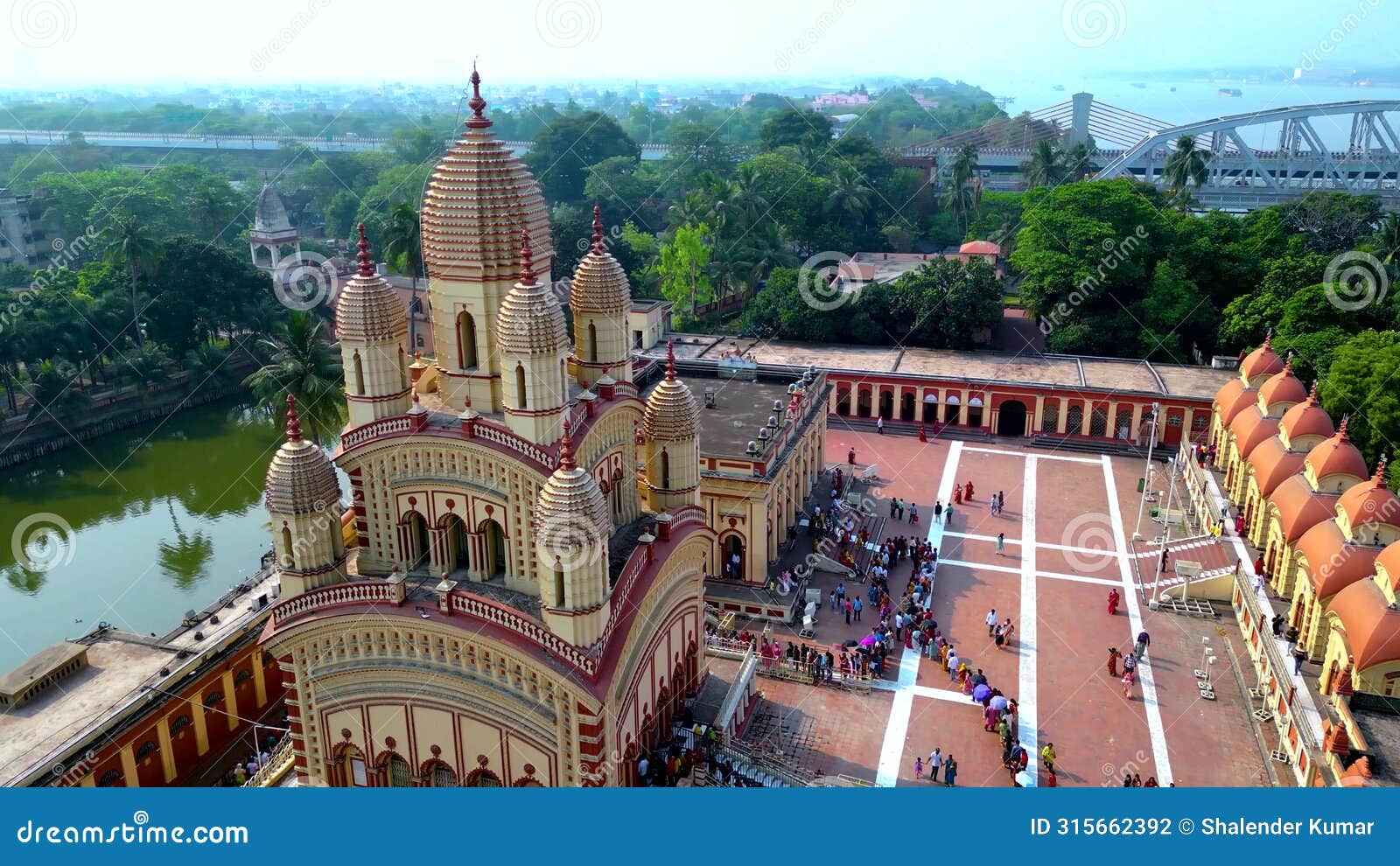 aerial view of dakshineswar kali temple