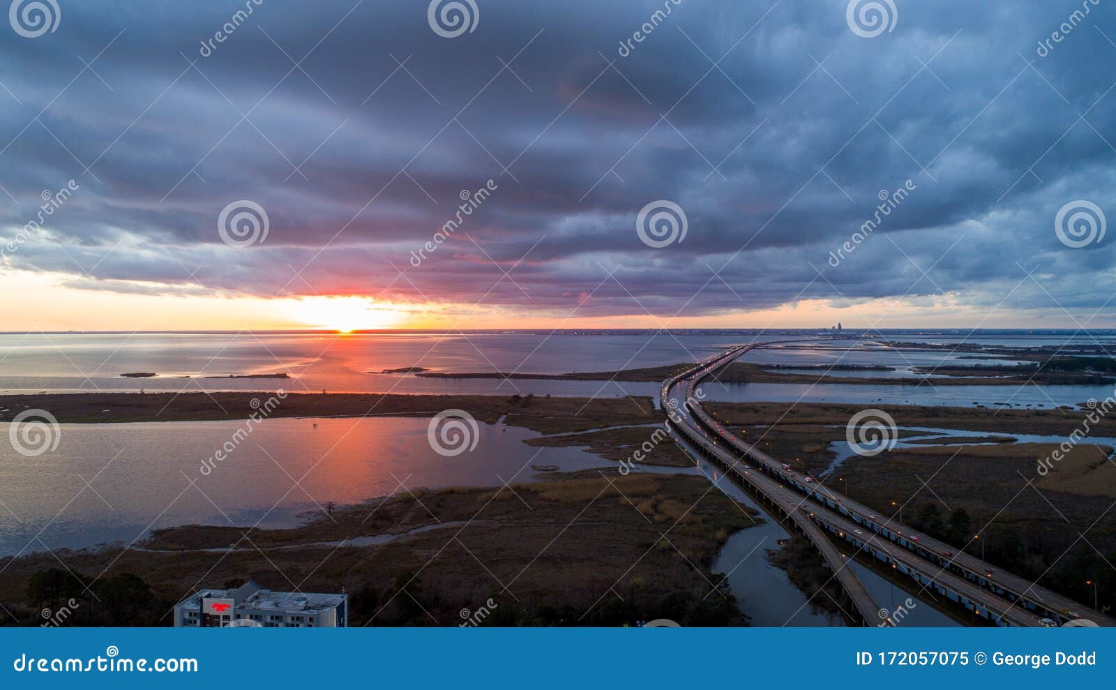 Aerial View of Daphne, Alabama and Mobile Bay at Sunset Stock Image Image of sunset, daphne