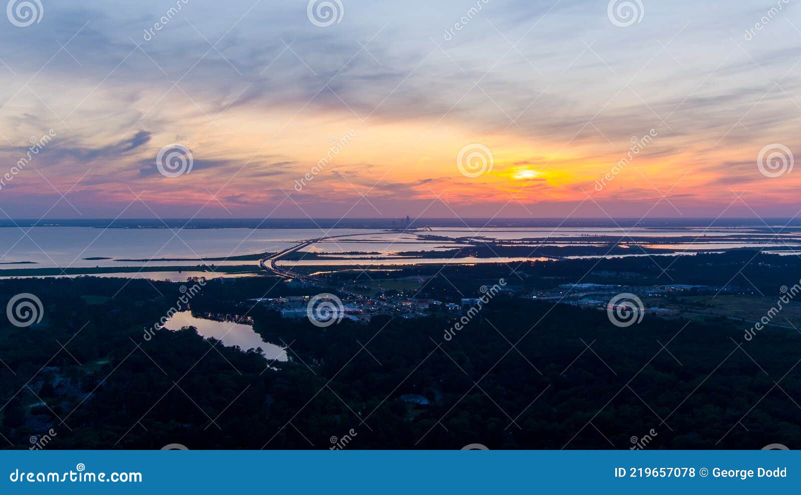 Aerial View of Daphne, Alabama at Sunset on the Eastern Shore of Mobile