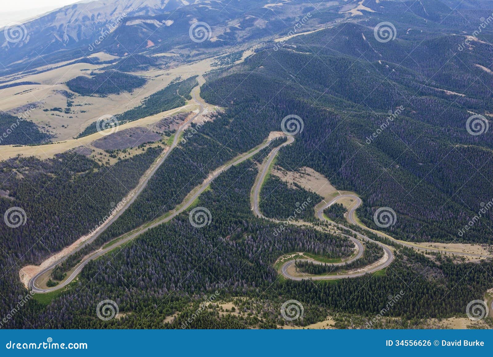 aerial view of dead indian chief joseph mountain switchbacks