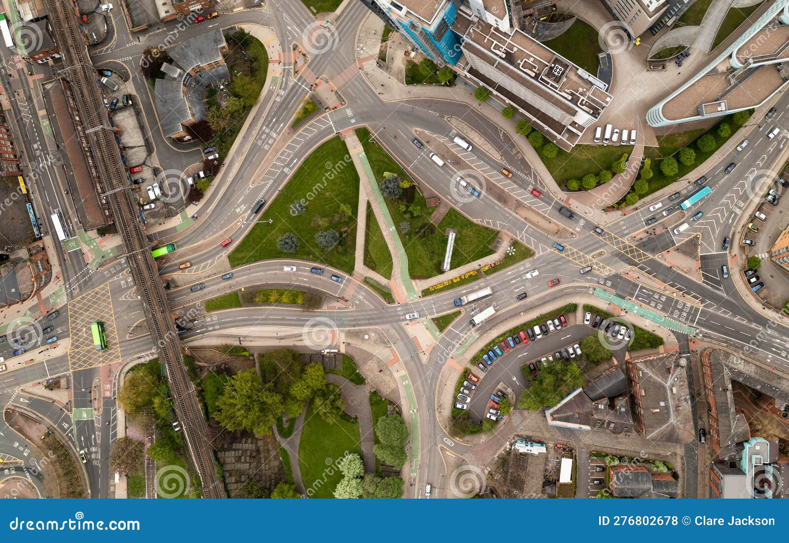 Aerial View Directly Above a Complex Road Junction in a Large City ...