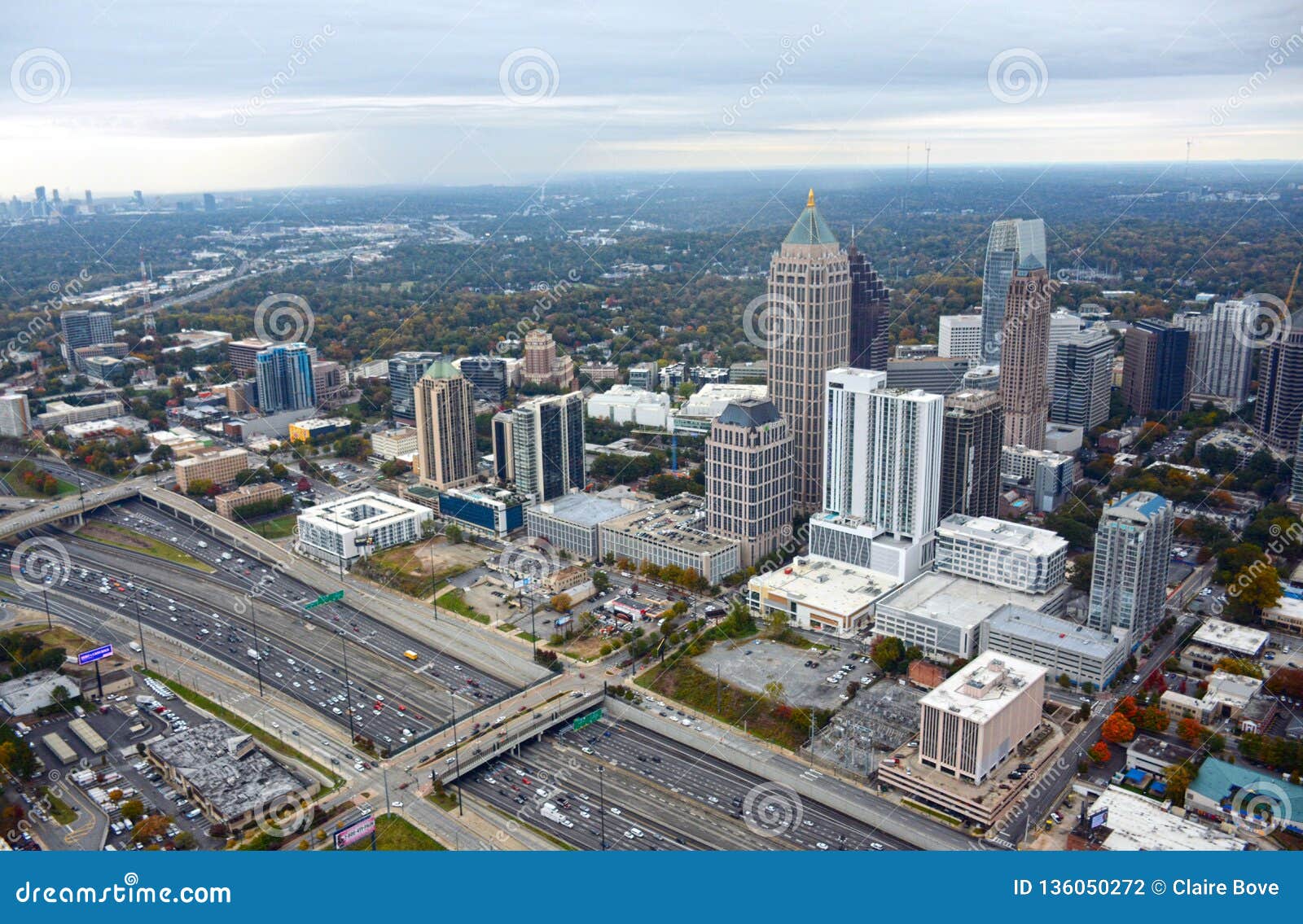 Aerial View of Downtown Atlanta Stock Photo - Image of traffic