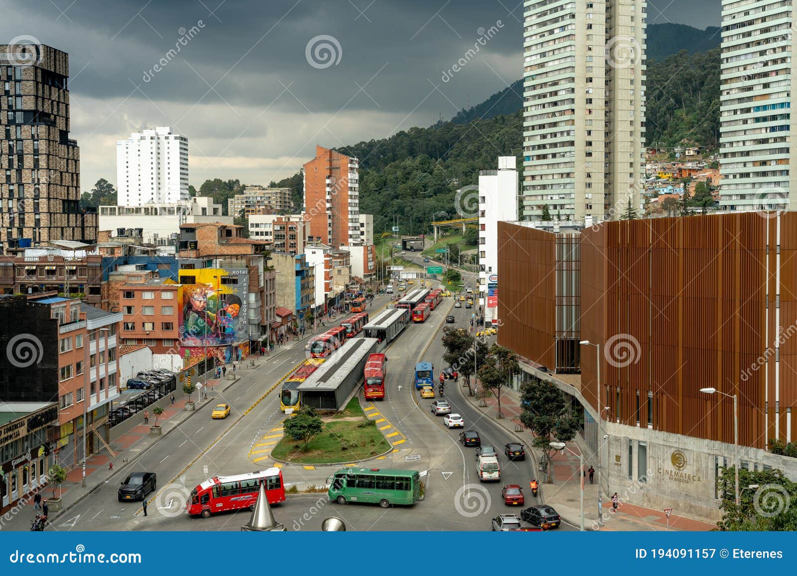 Aerial View of Downtown Bogota on Avenida 19. Colombia. Editorial  Photography - Image of colonial, downtown: 194091157