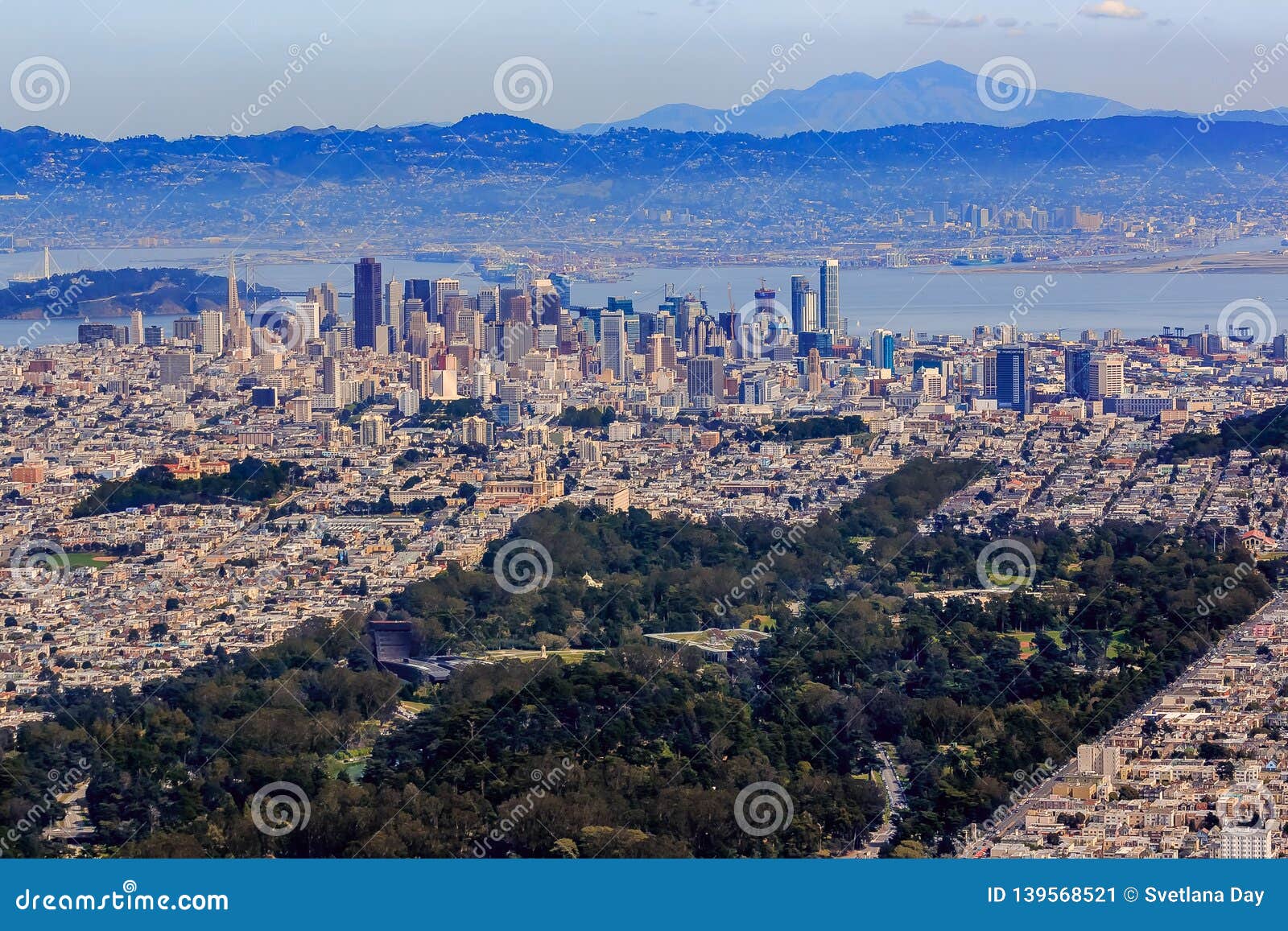 Aerial View of Downtown San Francisco and Financial District Sky ...