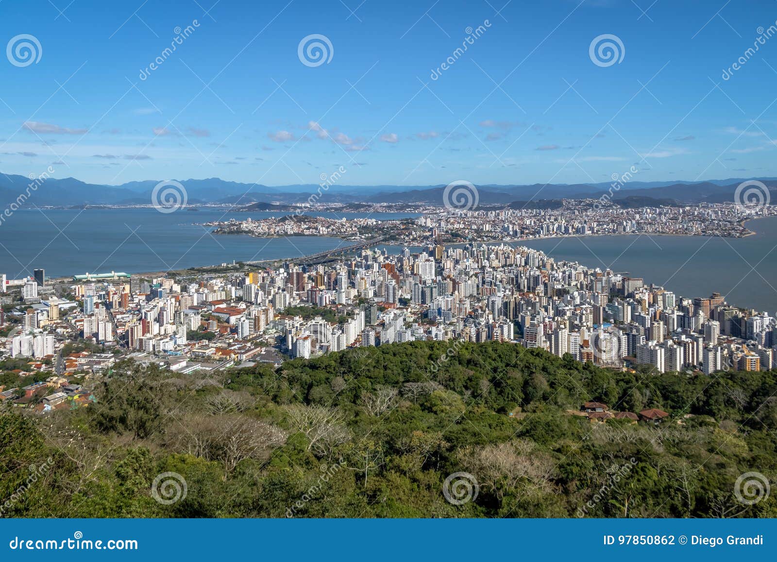aerial view of dowtown florianopolis city - florianopolis, santa catarina, brazil
