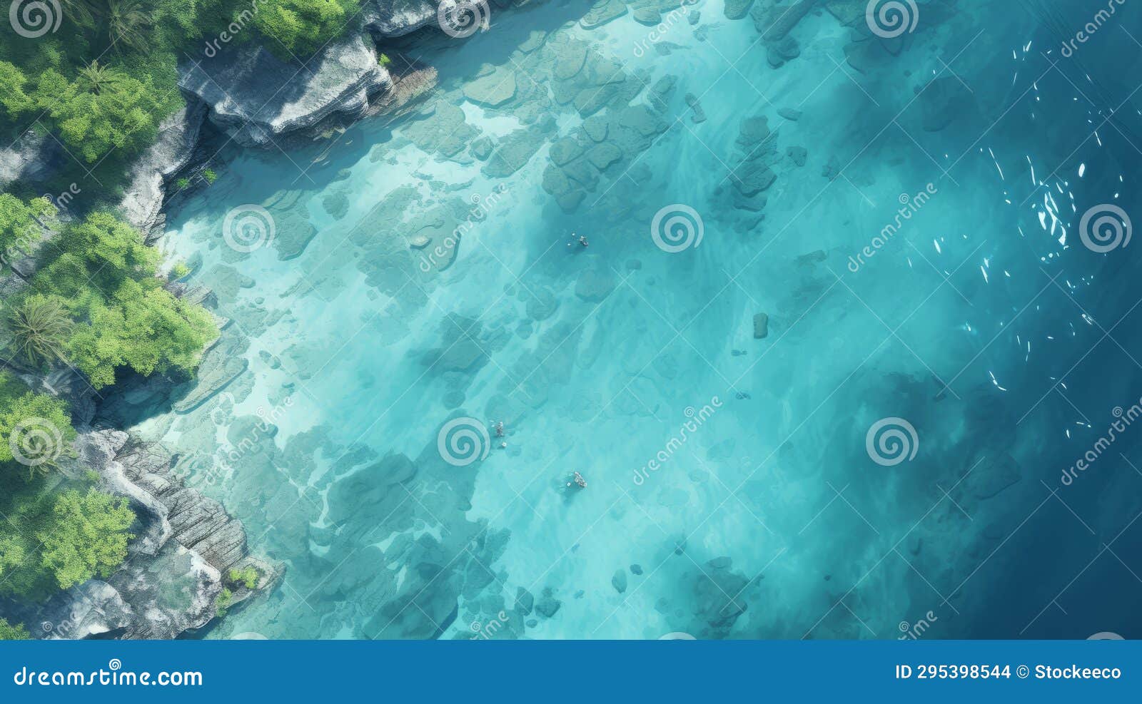 aerial view of tropical island with clear blue water