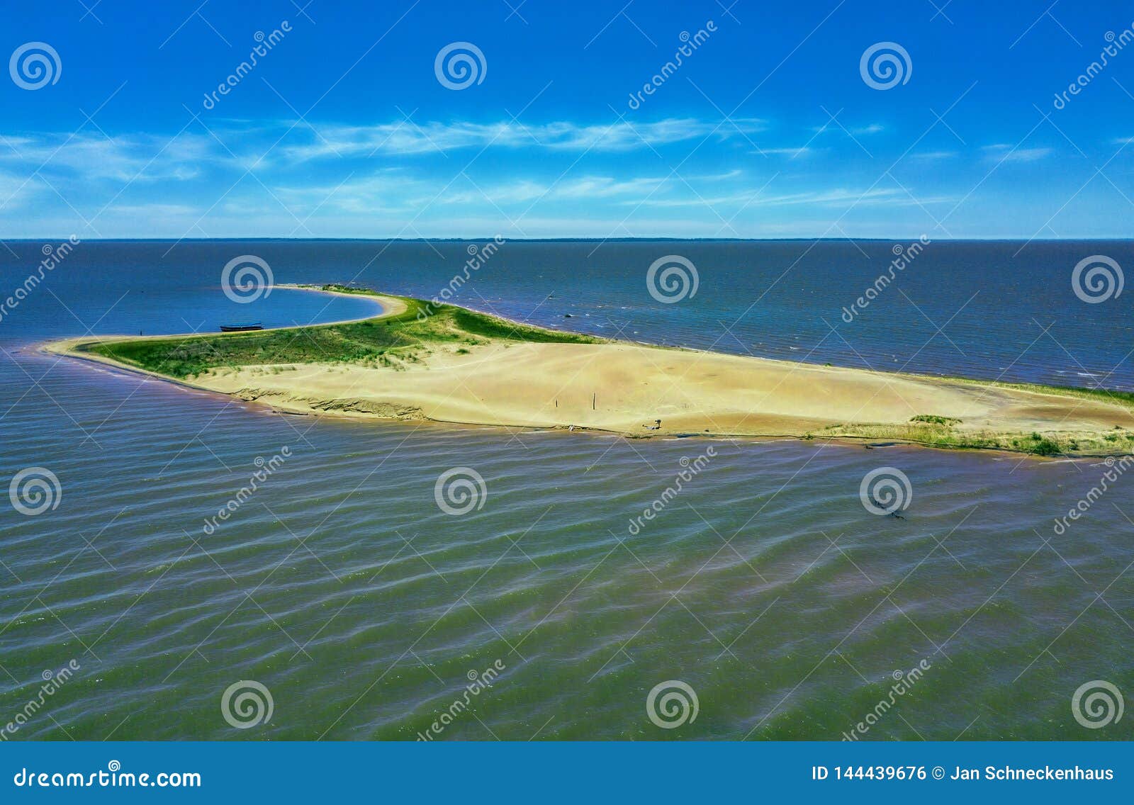 aerial view of the dunes island - las dunas de san cosme y damian - in the middle of the rio parana, near the city encarnacion.