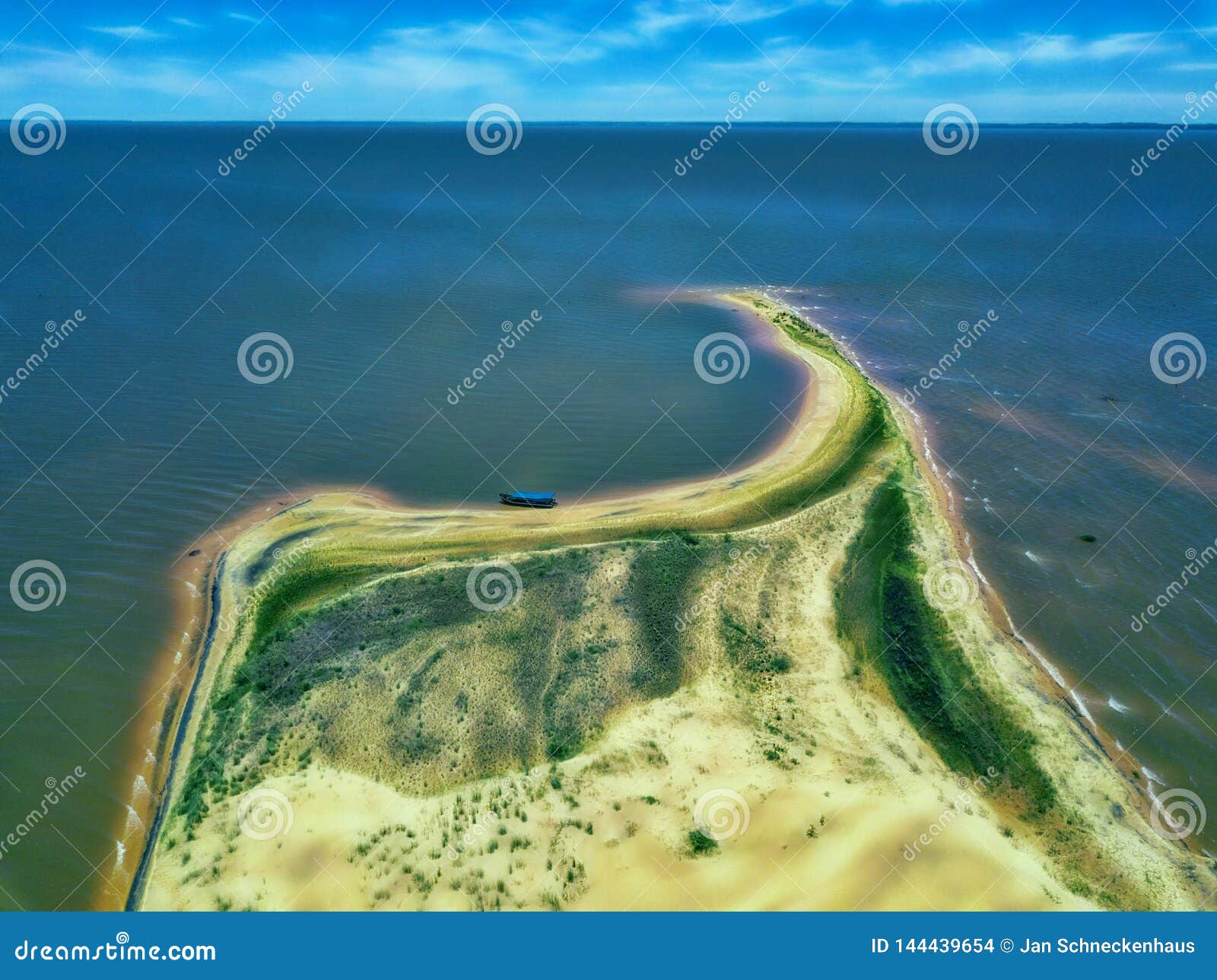 aerial view of the dunes island - las dunas de san cosme y damian - in the middle of the rio parana, near the city encarnacion.