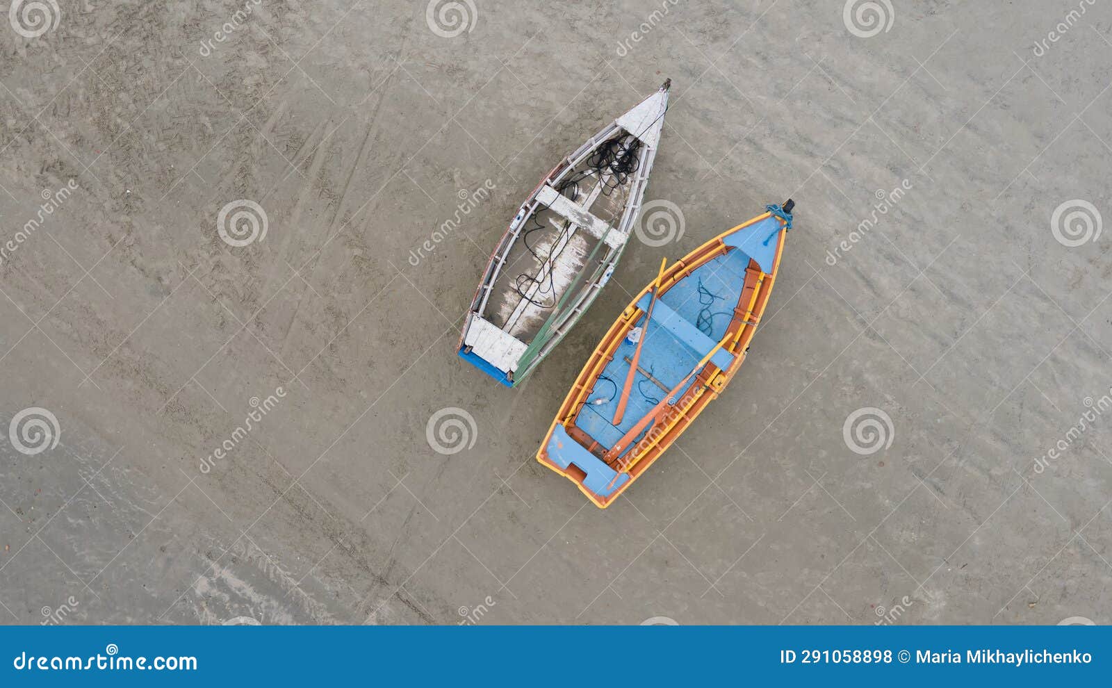 Aerial View at Empty Fishermen Boats during Low Tide on the Sea Stock Photo  - Image of empty, background: 291058898