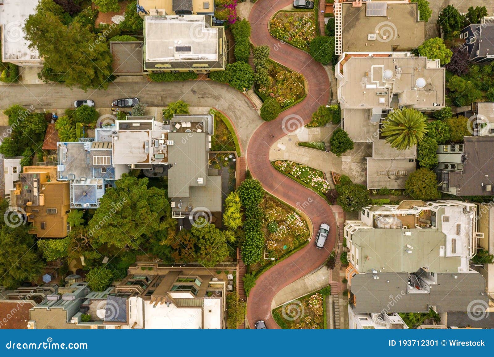 aerial view of the famous lombard street, san francisco, california