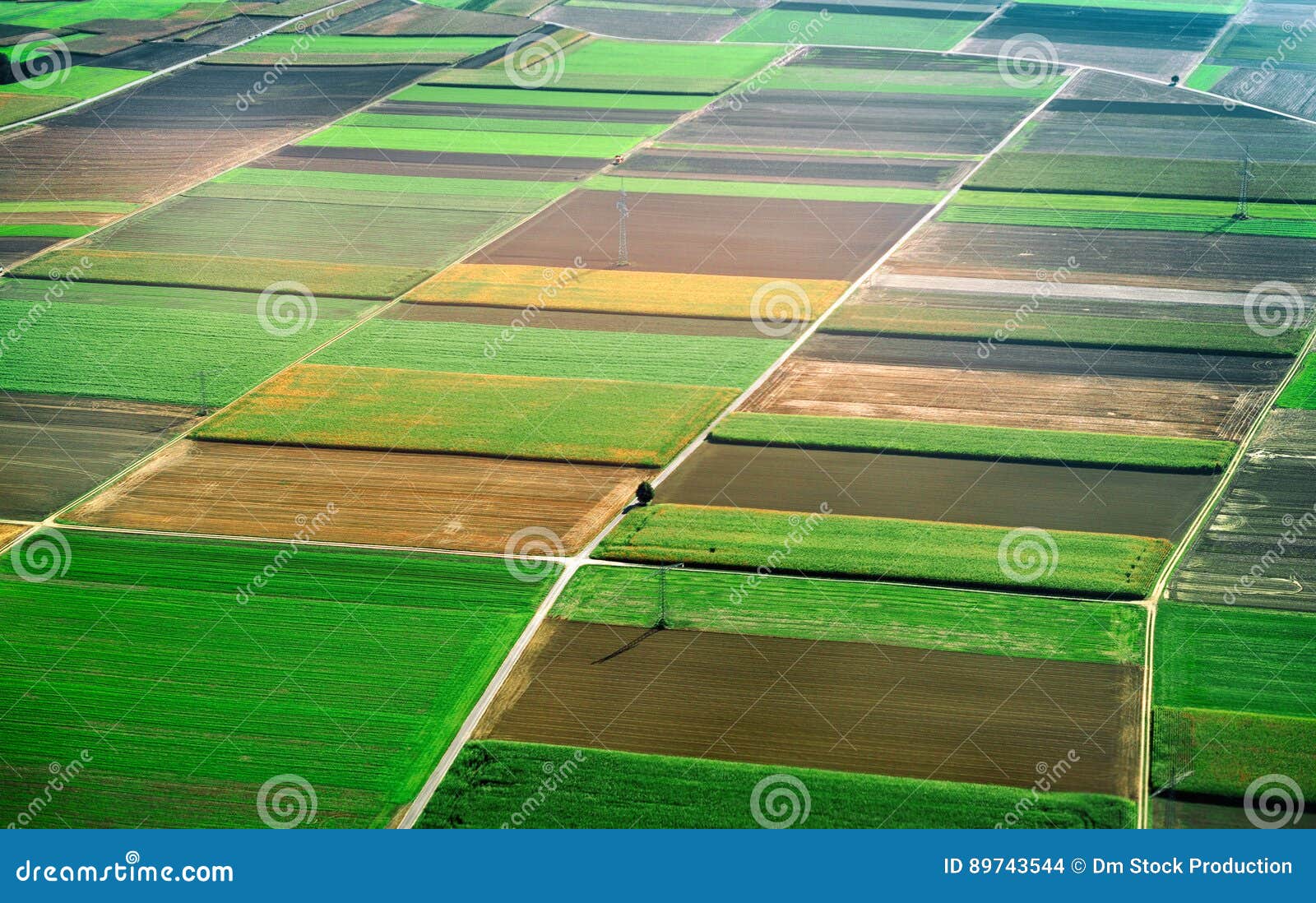 Aerial view of farmlands. stock photo. Image of altitude - 89743544
