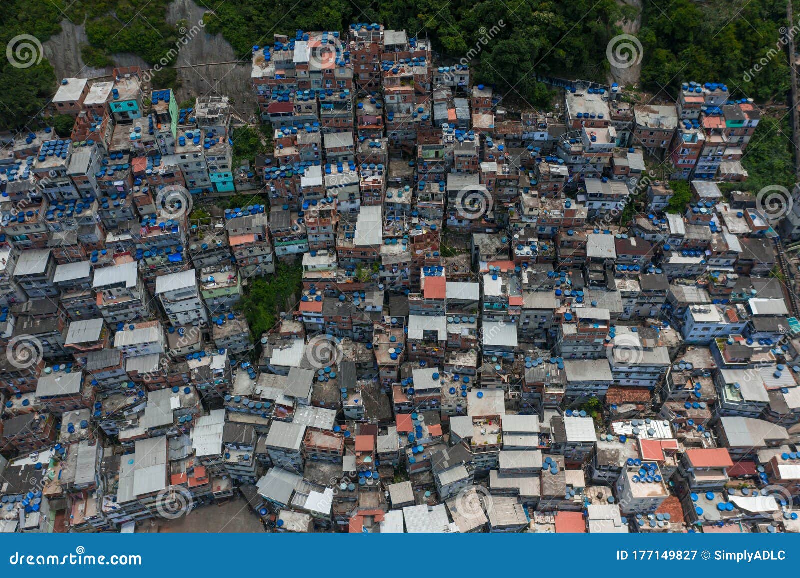 Aerial View Of Favelas On The Hill In Rio De Janeiro Brazil Stock Image Image Of Travel Buildings