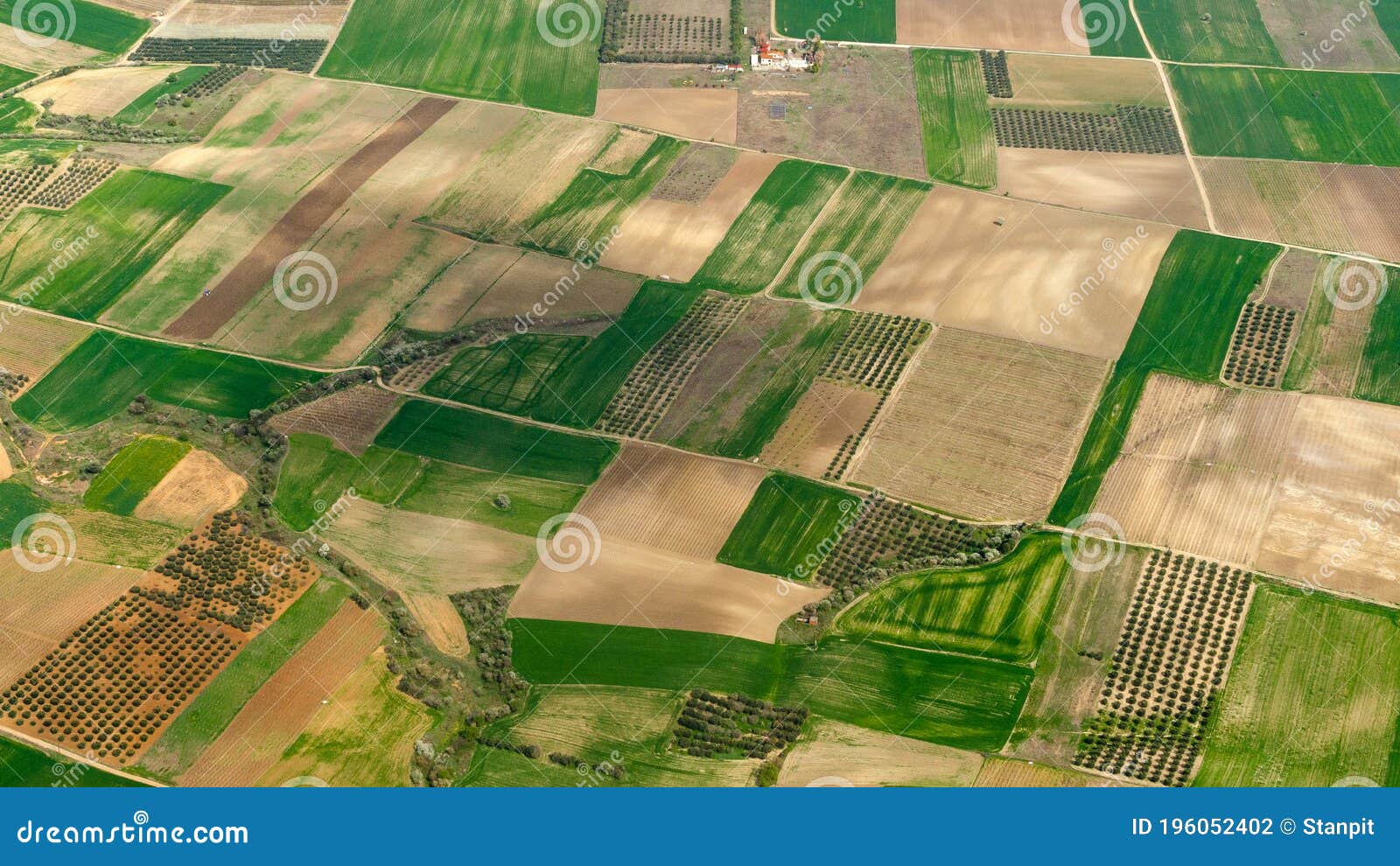 Aerial View of Fields with Traditional Greek Agriculture Seen from an ...