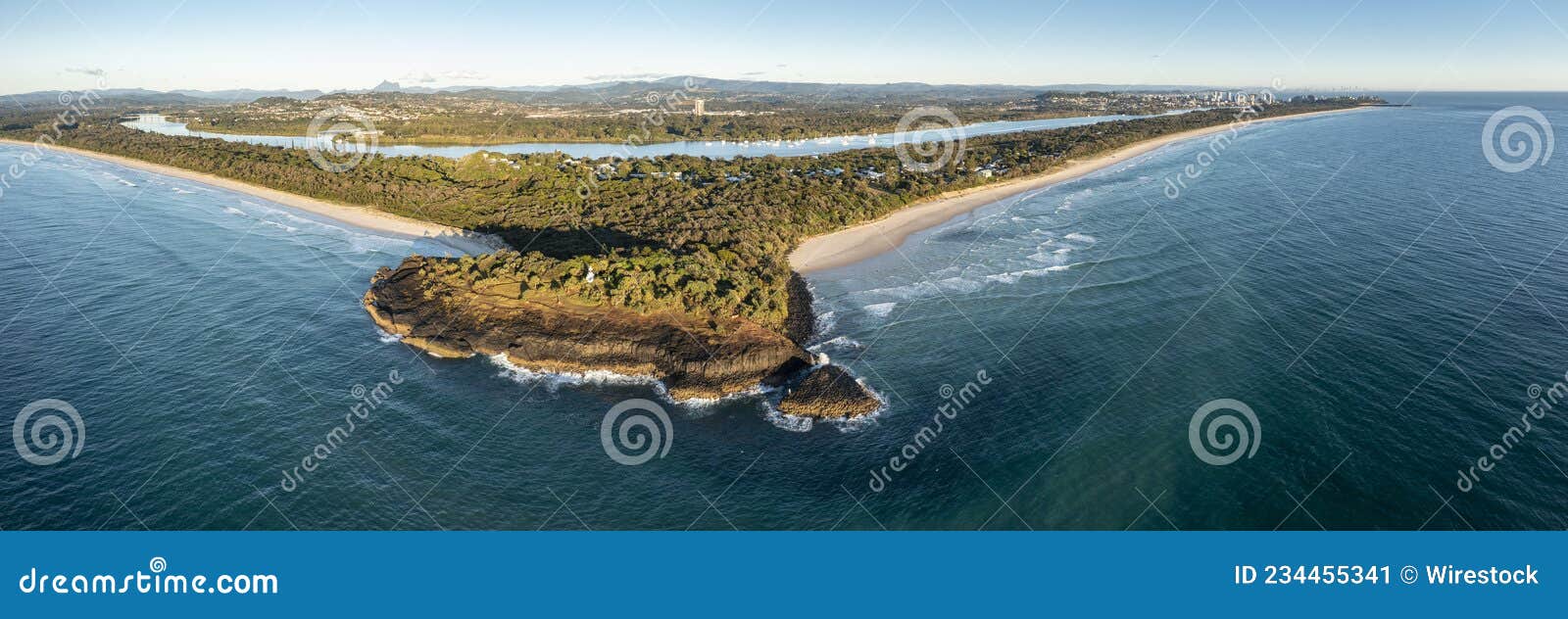 aerial view of the fingal head lighthouse near tweed heads in northern new south wales, australia