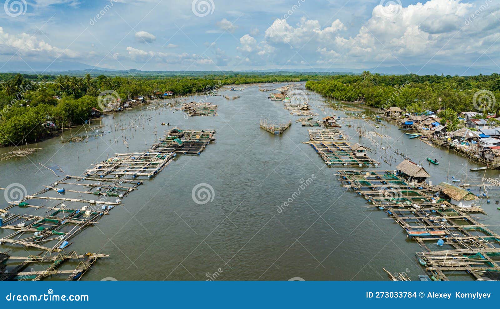 Fishing Village Near the River. Stock Photo - Image of cage
