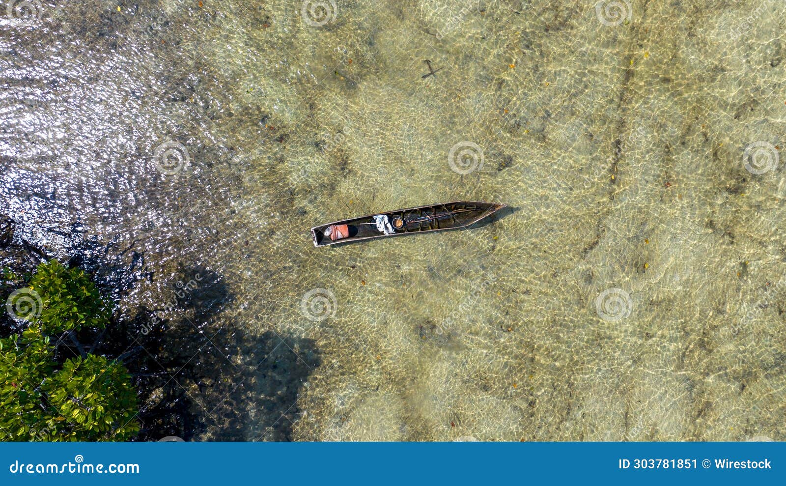 aerial view of fishermen's boat in mangroove in palma district in cabo delgado, mozambique
