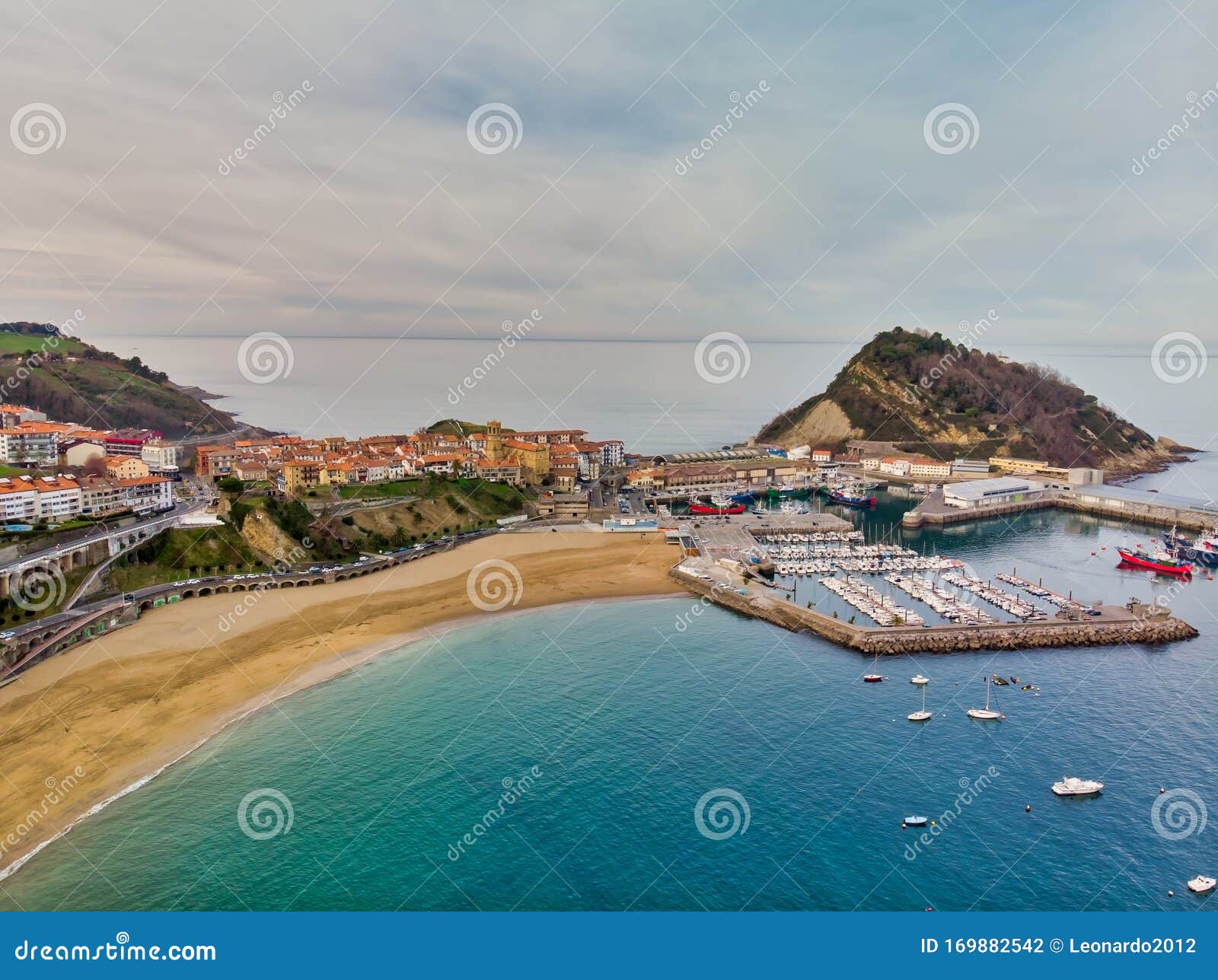 getaria aerial view, basque country, spain.