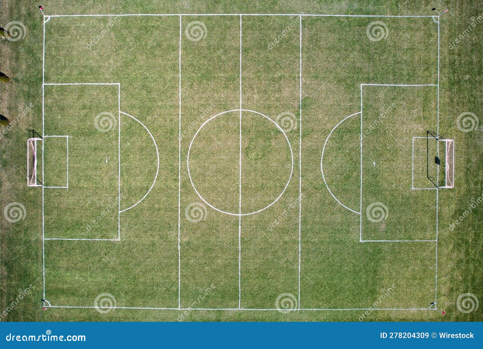 Aerial View of a Football Pitch Outdoors in the Daylight Stock Image