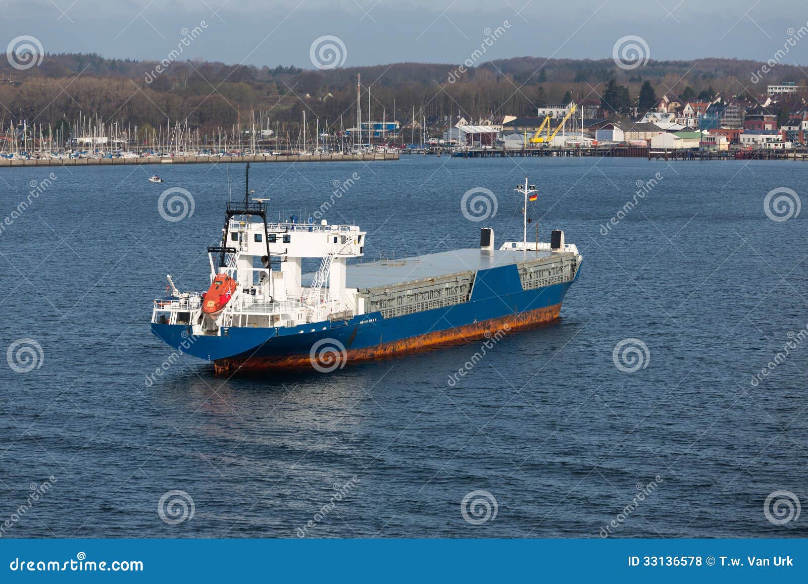 Aerial View of Freighter in Harbor Kiel, Germany Stock Photo - Image of