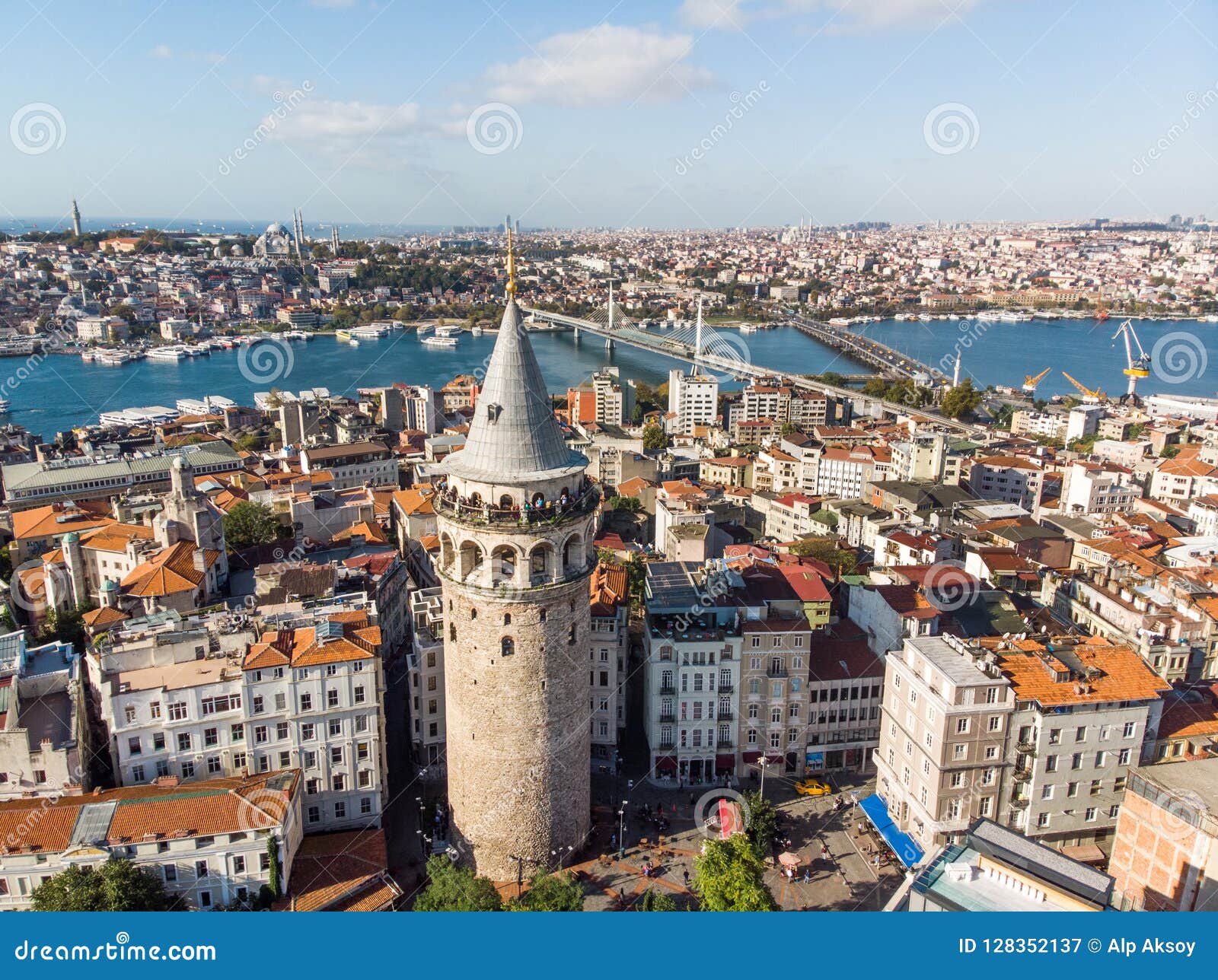 aerial view of galata tower in istanbul / turkey.